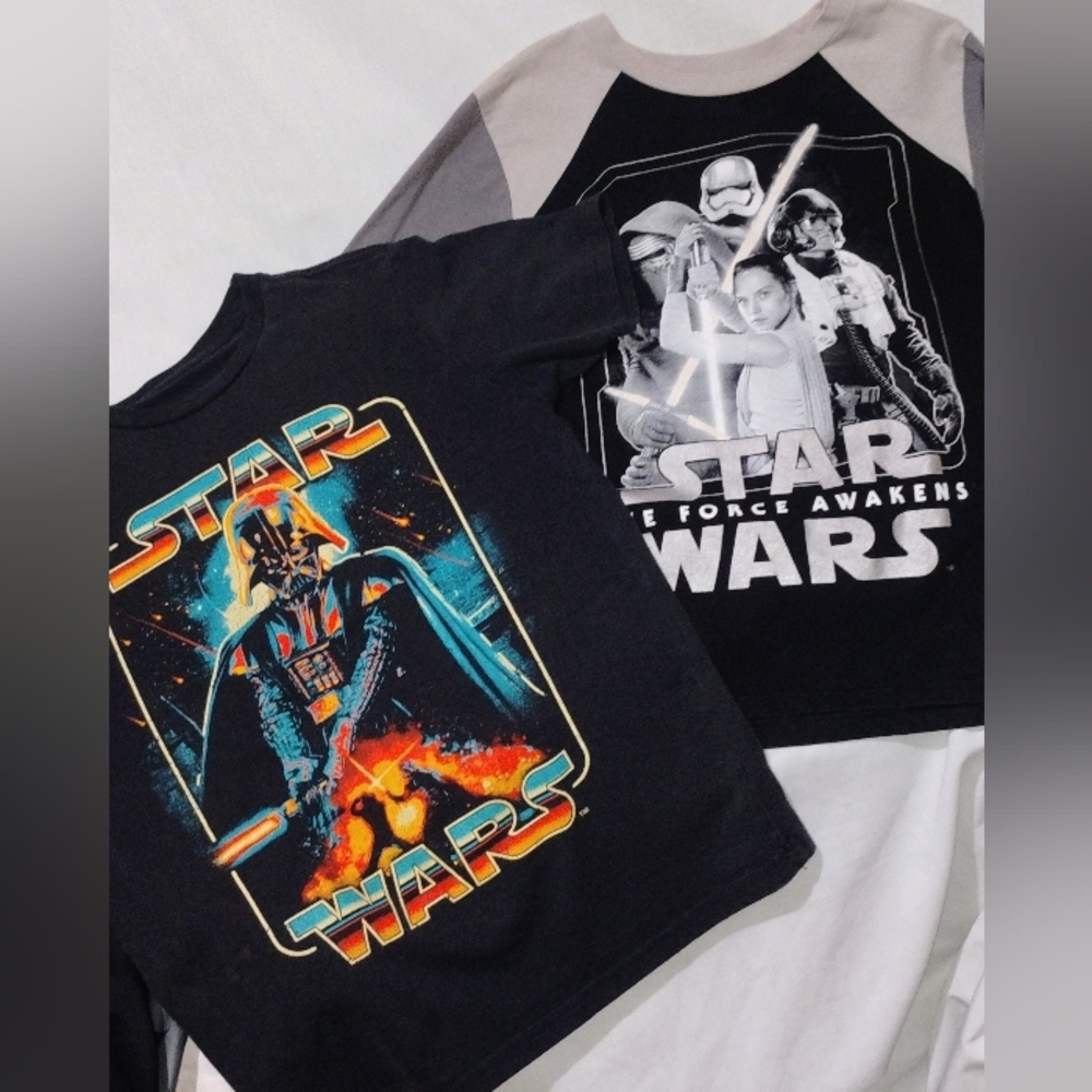 Star Wars Kids' Black and Gray Tees Size Med 10/12